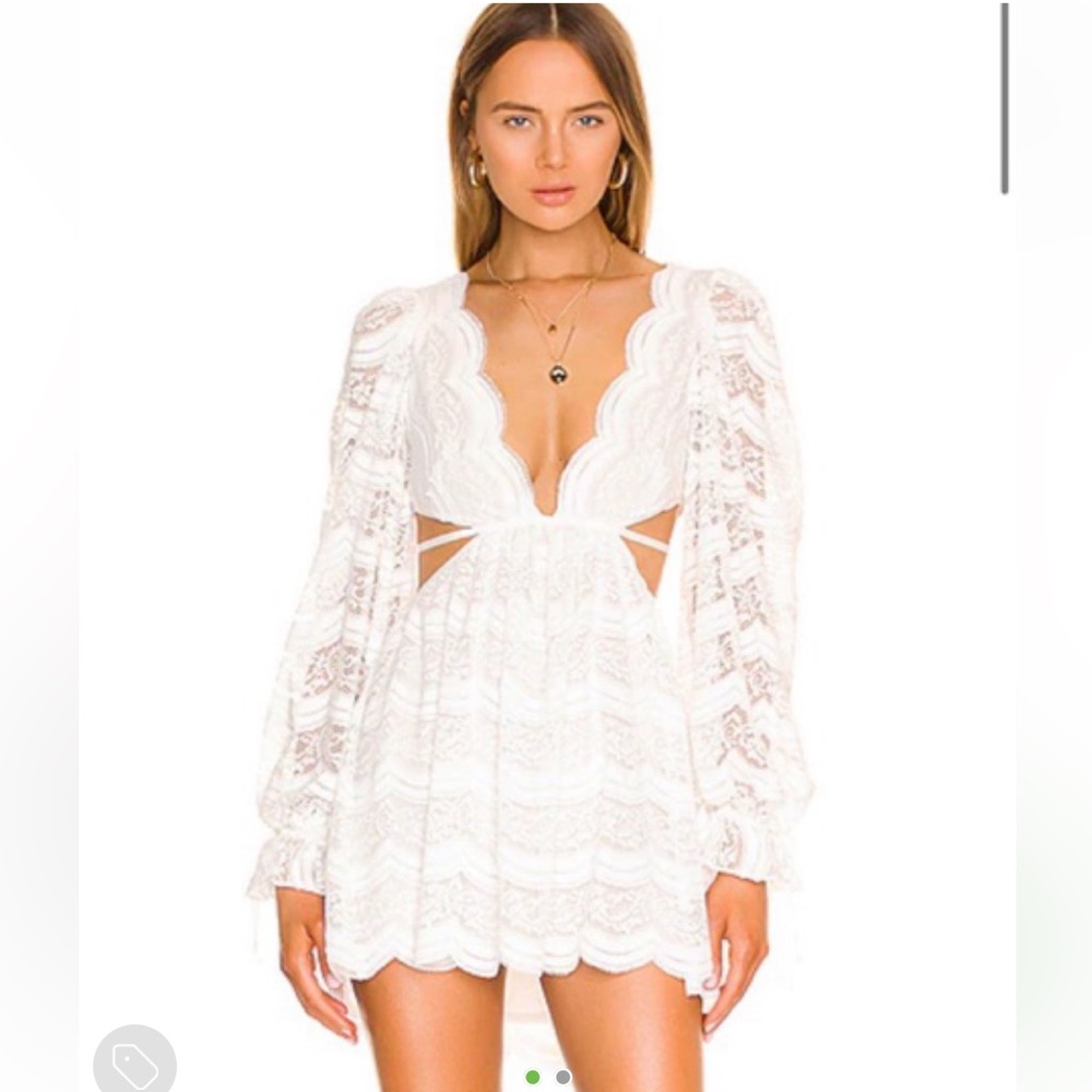 Mimi Long Sleeve White Lace Mini Dress